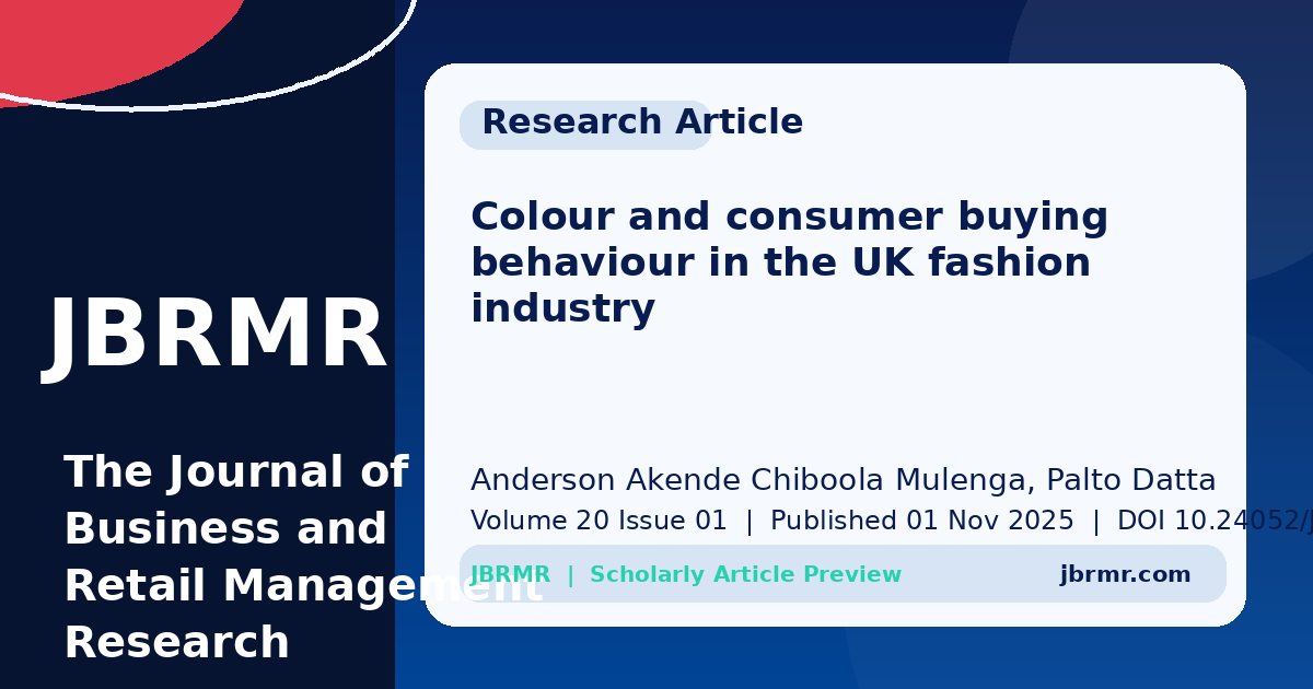 Colour and consumer buying behaviour in the UK fashion industry | JBRMR